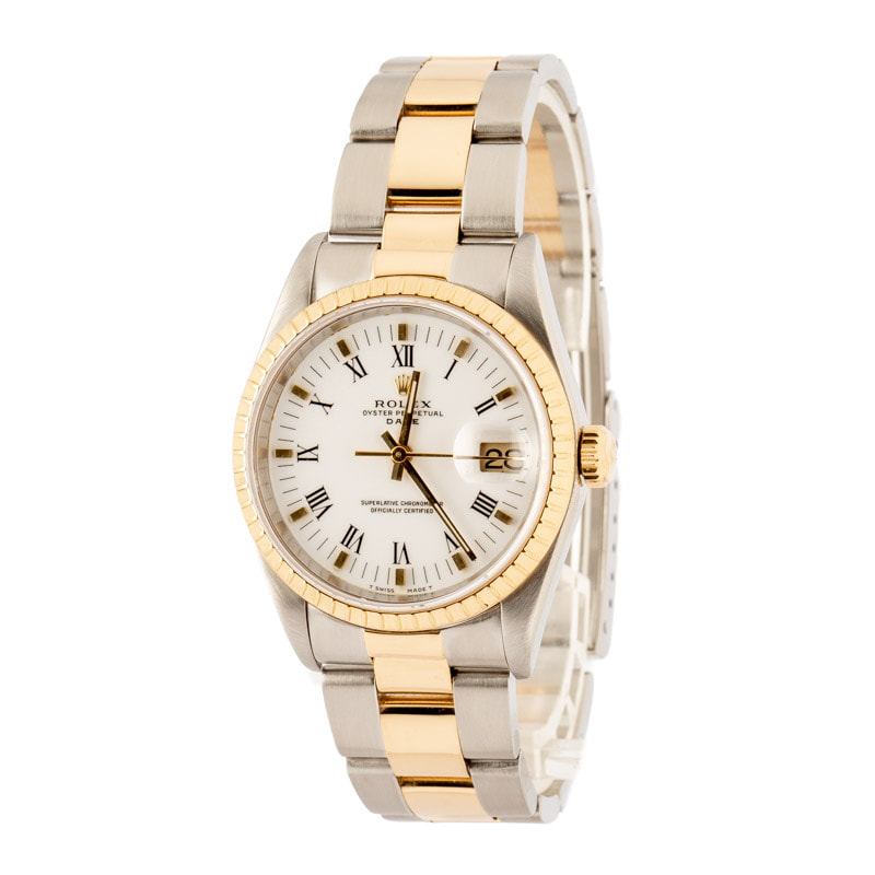 Rolex Date 15223 White Roman Dial