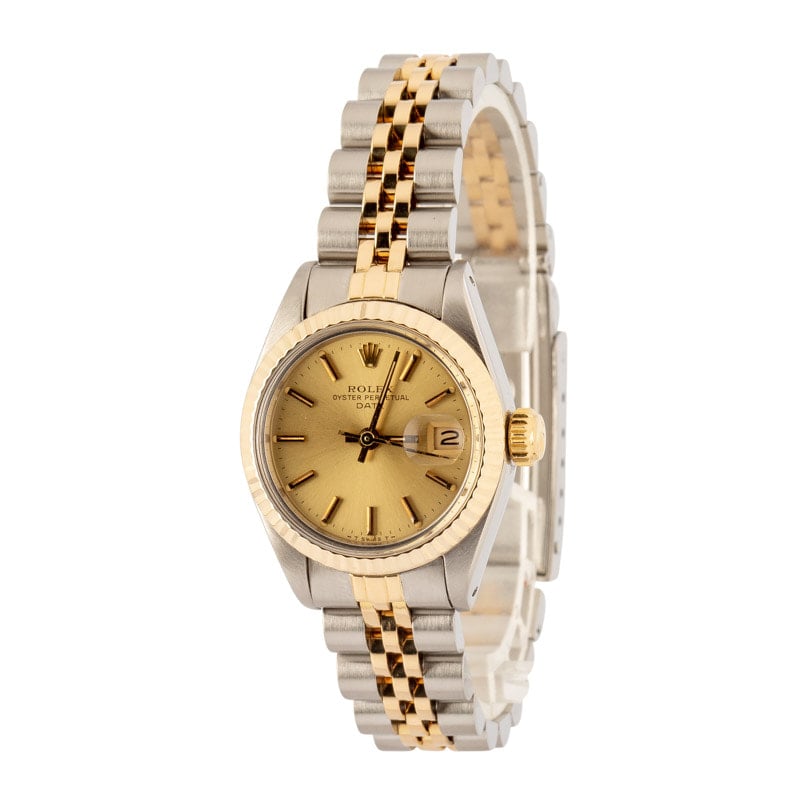 Ladies Rolex Date ref 6917 Champagne Index Dial