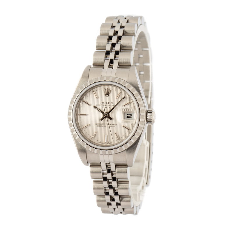 Pre-Owned Rolex Ladies Date 79240 Silver Tapestry Dial