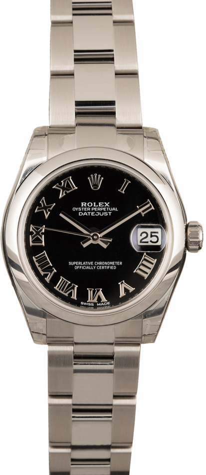 Unworn Rolex Mid-Size DateJust 178240 Black Dial