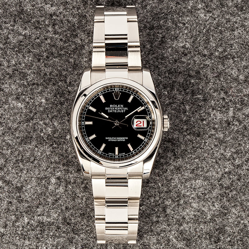 PreOwned Men's Rolex Datejust 116200 Black Dial