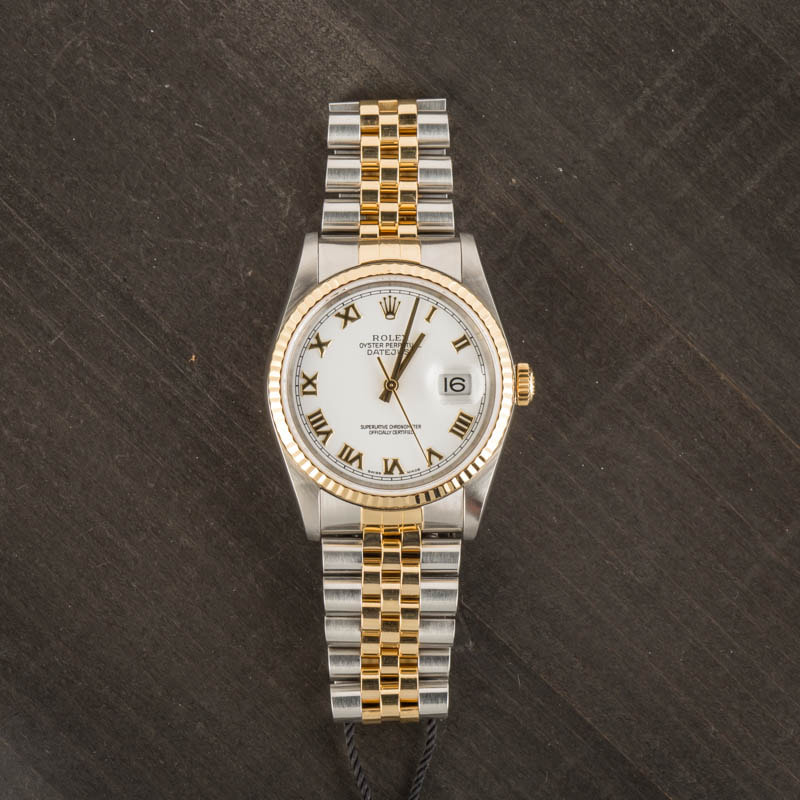 Genuine Rolex Datejust 16233 White Roman Dial