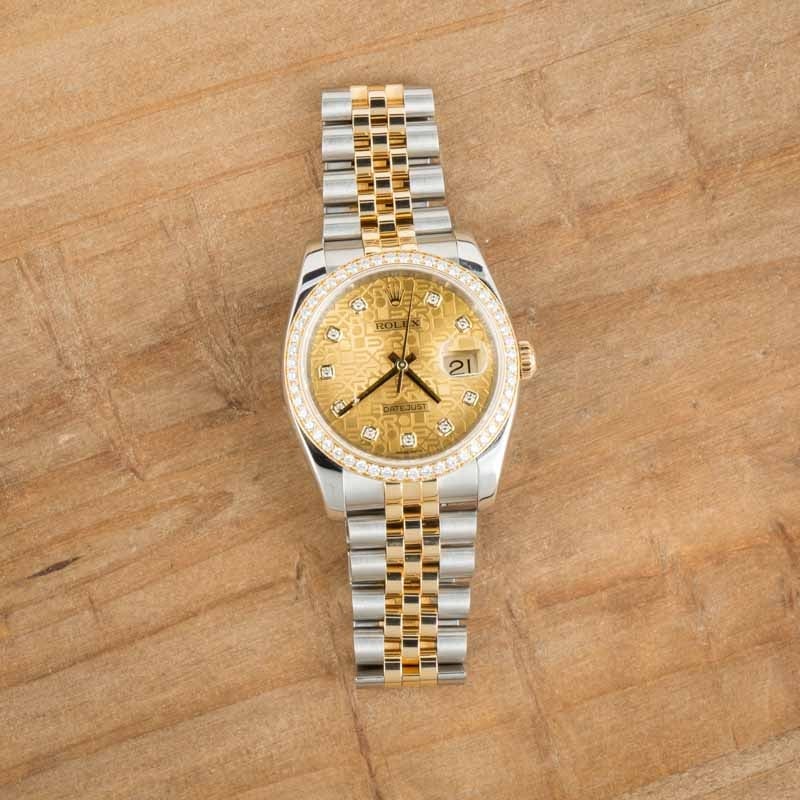 Used Rolex Datejust 36 Two Tone 116243 Diamond Dial
