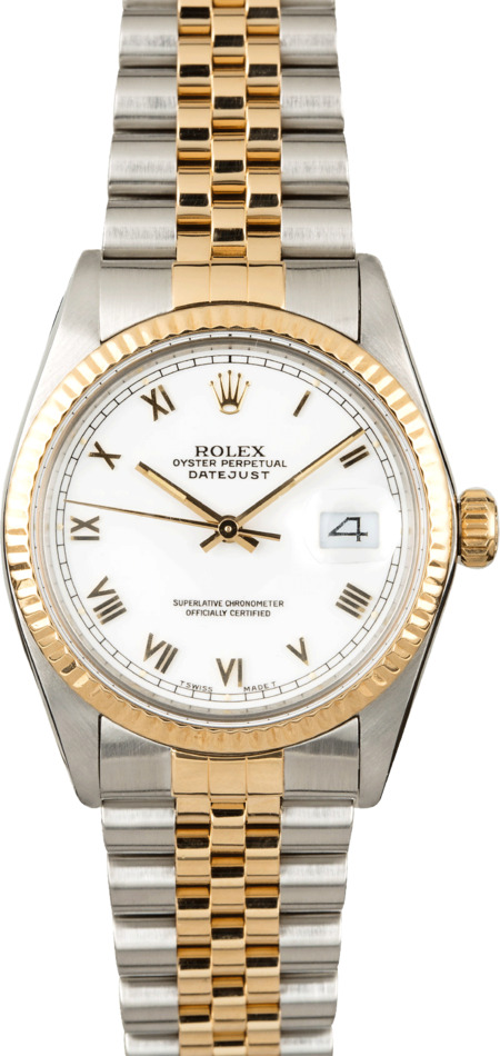 Used Rolex Datejust 16013 White Roman Dial