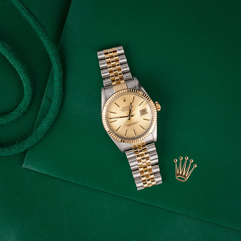 Used Rolex Datejust 16013 Champagne Tapestry Index Dial