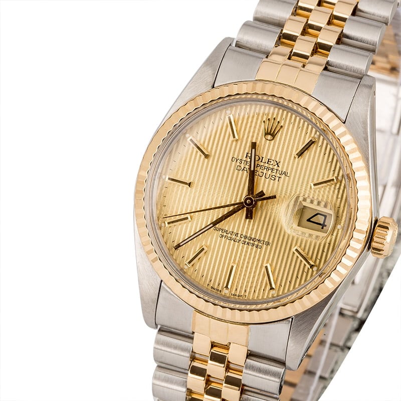 Used Rolex Datejust 16013 Champagne Tapestry Dial
