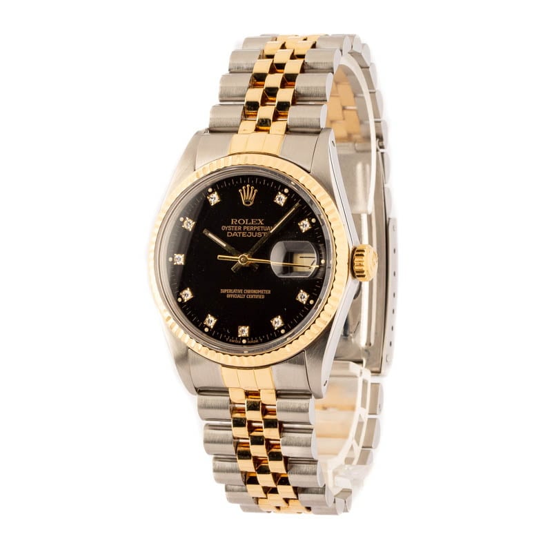 Used Rolex Datejust 16013 Black Diamond Dial