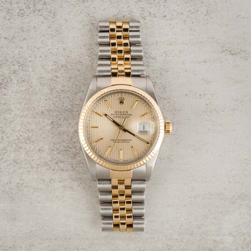 Rolex Datejust 16013 Champagne Tapestry Dial