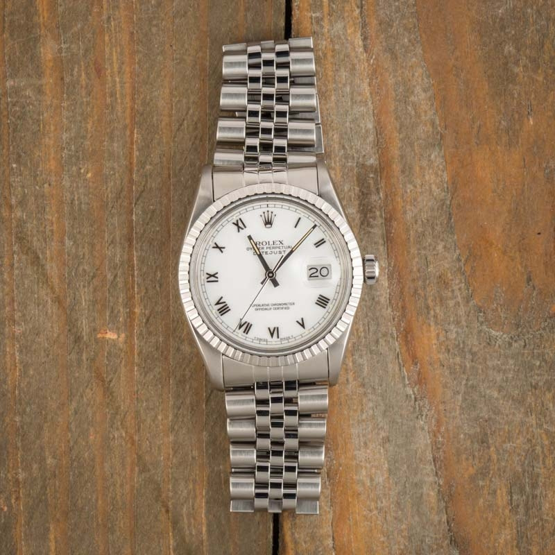 Pre-Owned Rolex Datejust 16030 White Roman Dial