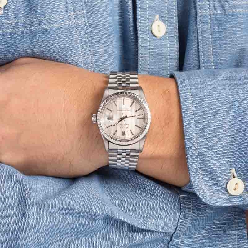 Rolex Datejust 16030 Silver Tapestry Dial