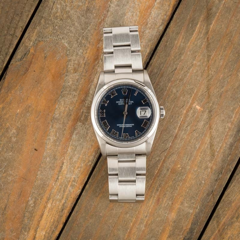 Pre-Owned Rolex Datejust 16200 Blue Roman Dial