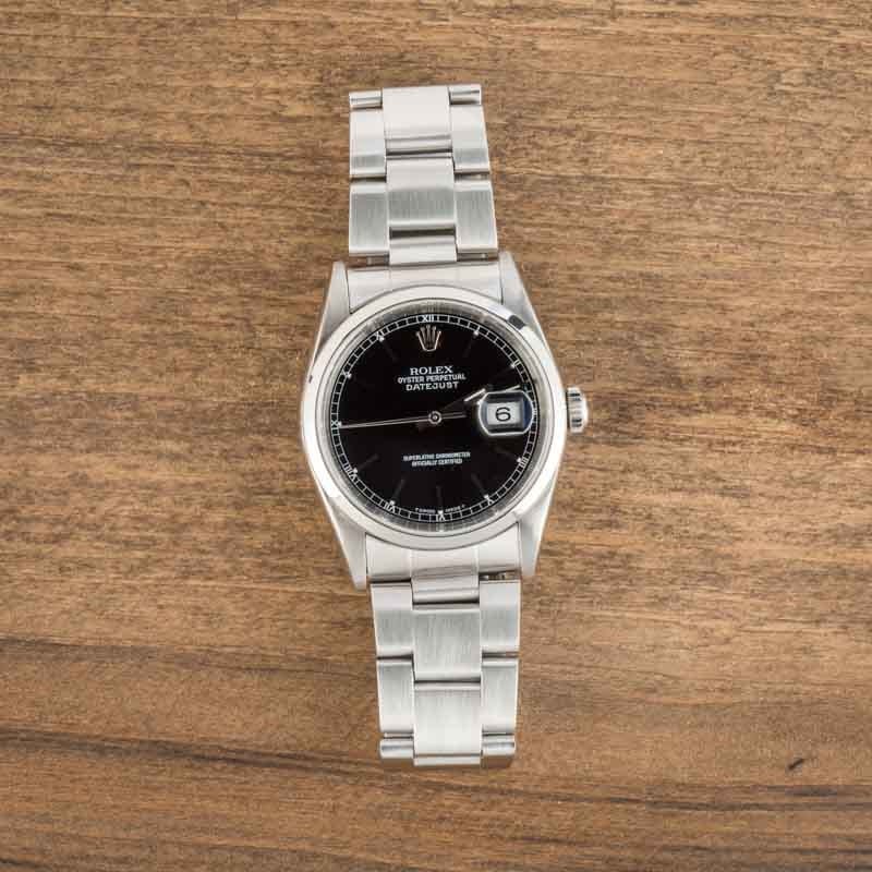 Pre-Owned Rolex Datejust 16200 Black Dial