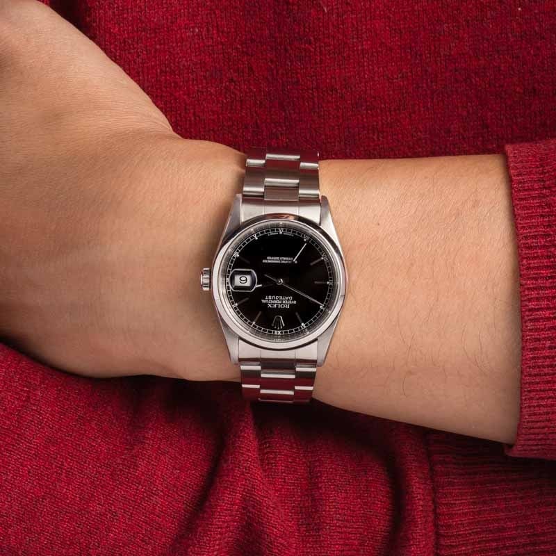 Pre-Owned Rolex Datejust 16200 Black Dial
