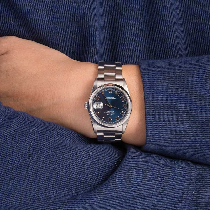 Pre-Owned Rolex Datejust 16200 Blue Roman Dial