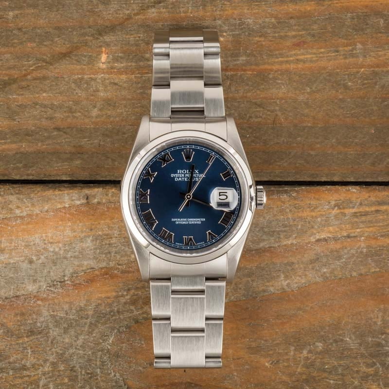 Pre-Owned Rolex Datejust 16200 Blue Roman Dial