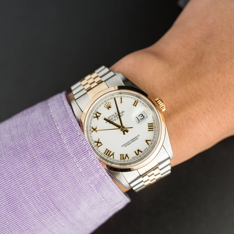 Used Rolex Datejust 16203 White Roman Dial