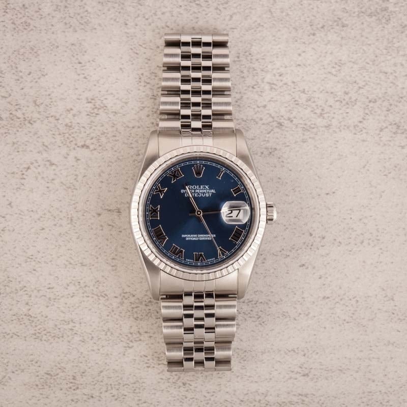 Rolex Datejust 16220 Blue Dial Stainless Steel