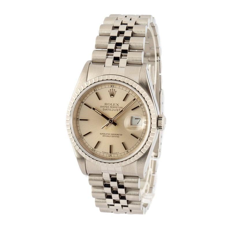 Pre-Owned Rolex Datejust 16220 Silver Index Dial