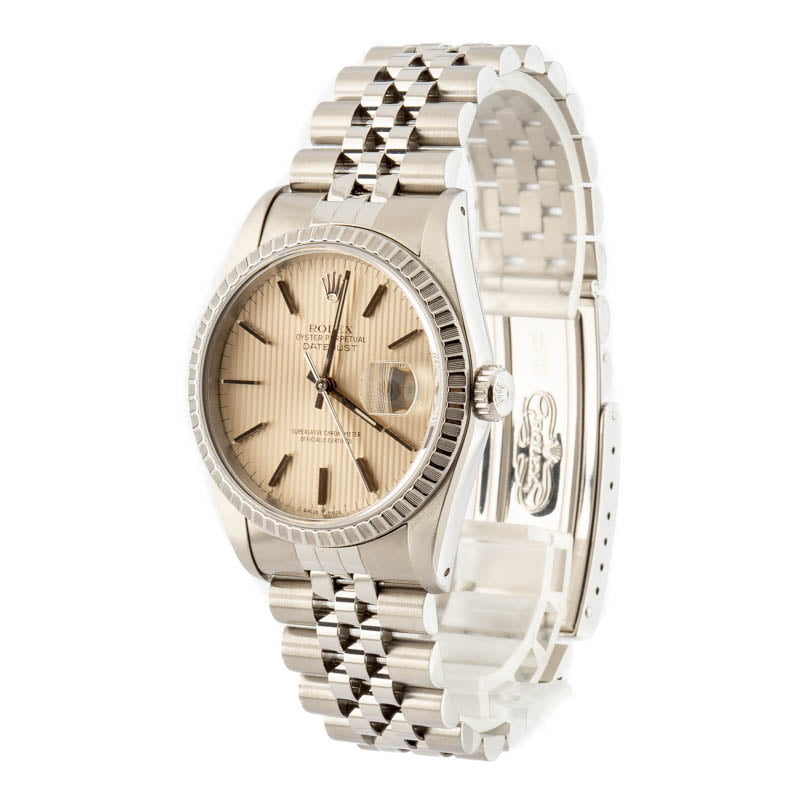 Rolex Datejust 16220 Silver Tapestry Dial