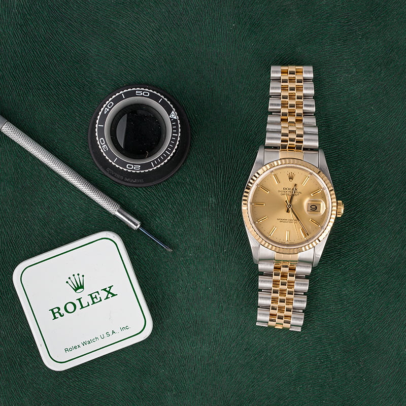 Used Rolex Datejust 16233 Champagne Dial Two Tone Watch