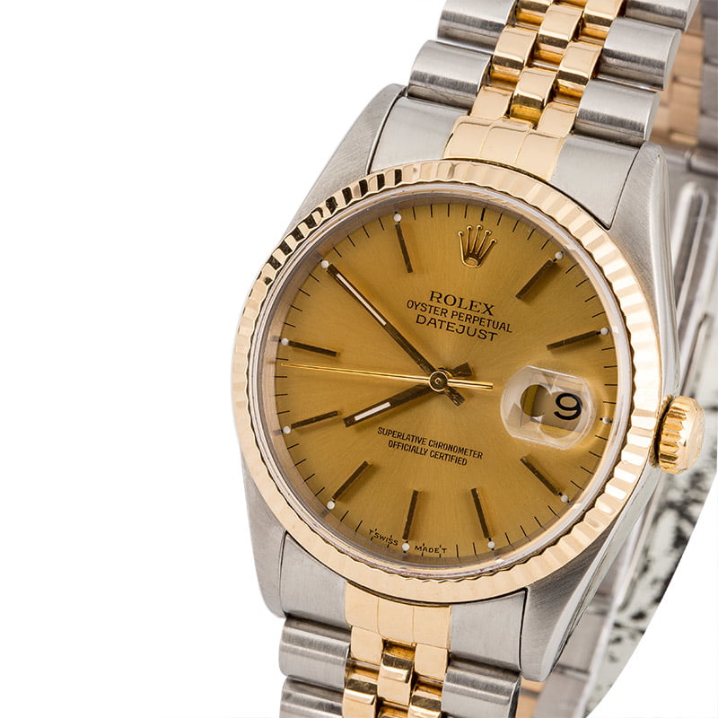 Used Rolex Datejust 16233 Two Tone Band Champagne Dial