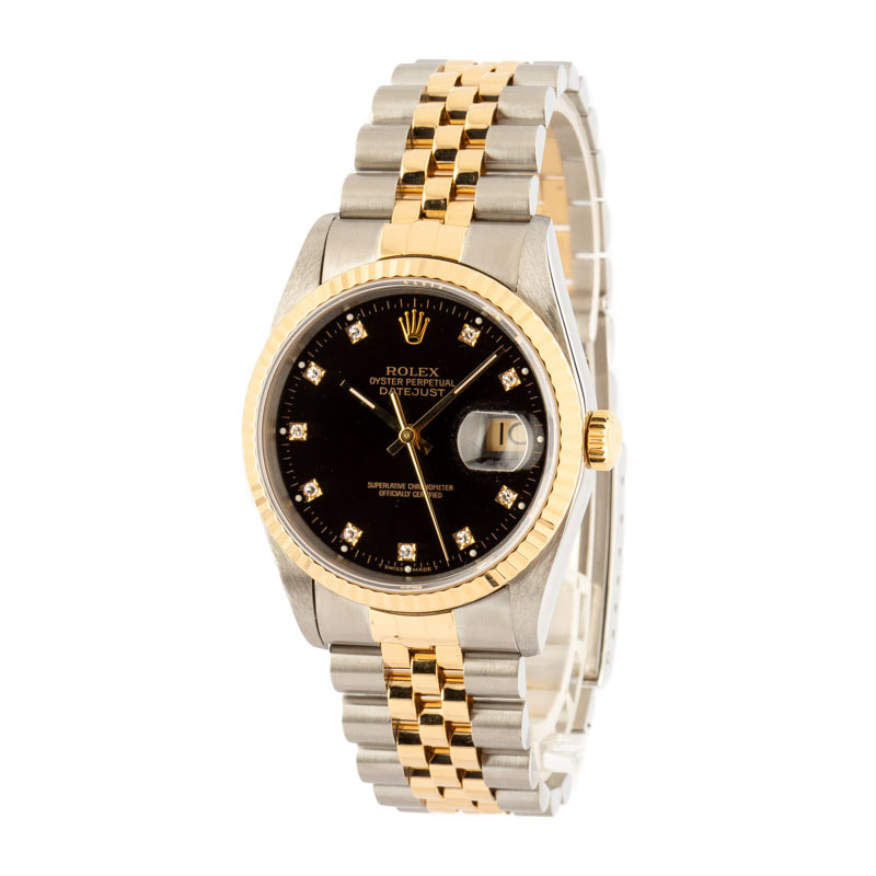 Rolex 16233 Datejust Black Diamond Dial