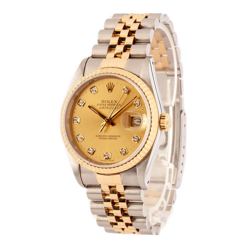 Rolex Datejust 16233 Champagne Diamond Dial