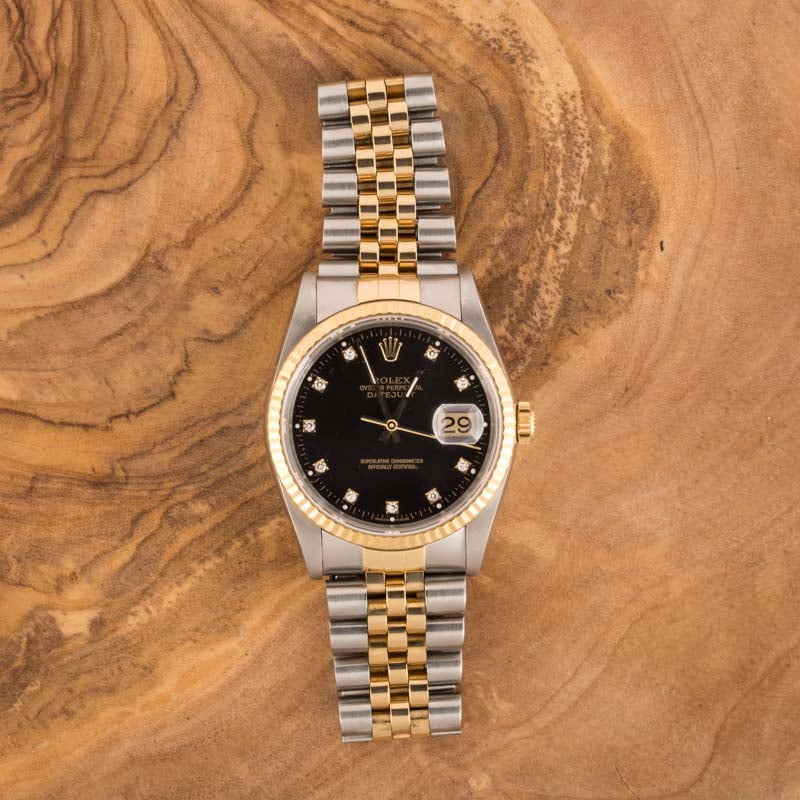 Used Rolex Datejust 16233 Black Diamond Dial