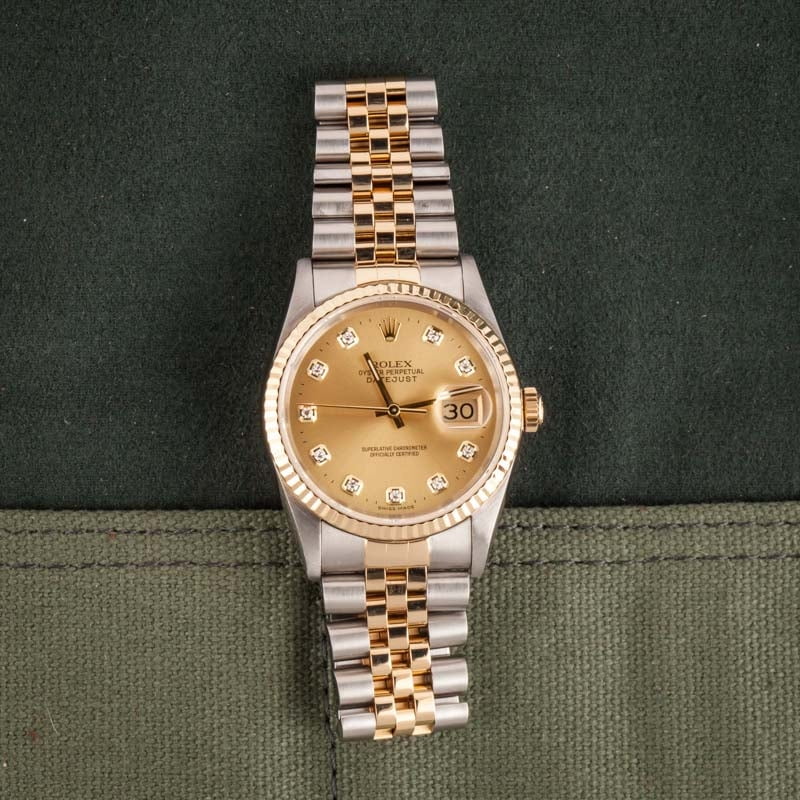 Rolex Datejust 16233 Champagne Diamond Dial
