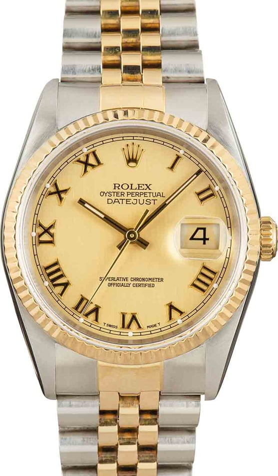 Used Rolex Datejust 16233 Champagne Roman Dial