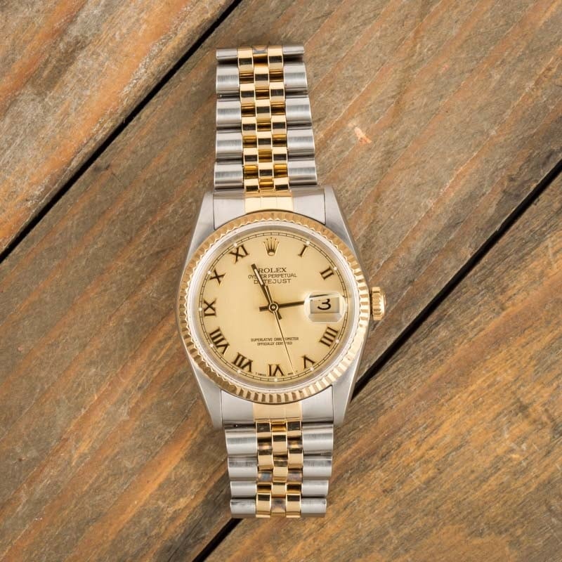 Used Rolex Datejust 16233 Champagne Roman Dial