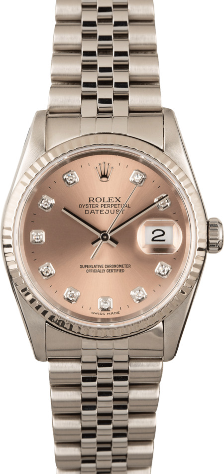 Rolex Datejust 16234 Salmon Diamond Dial