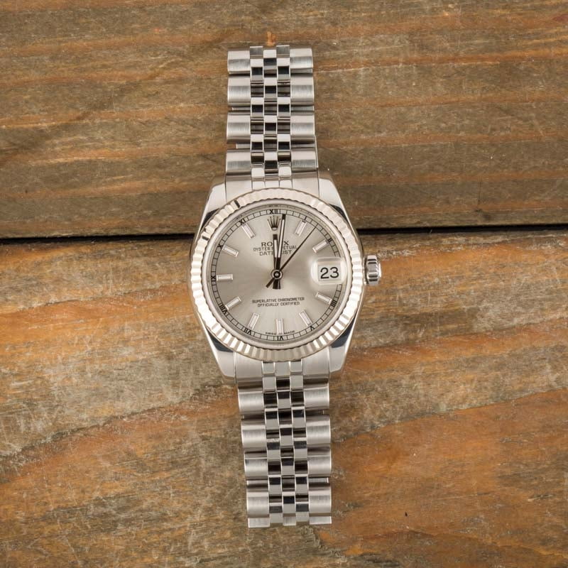 Pre Owned Rolex Mid-Size Datejust 178274 Silver Dial