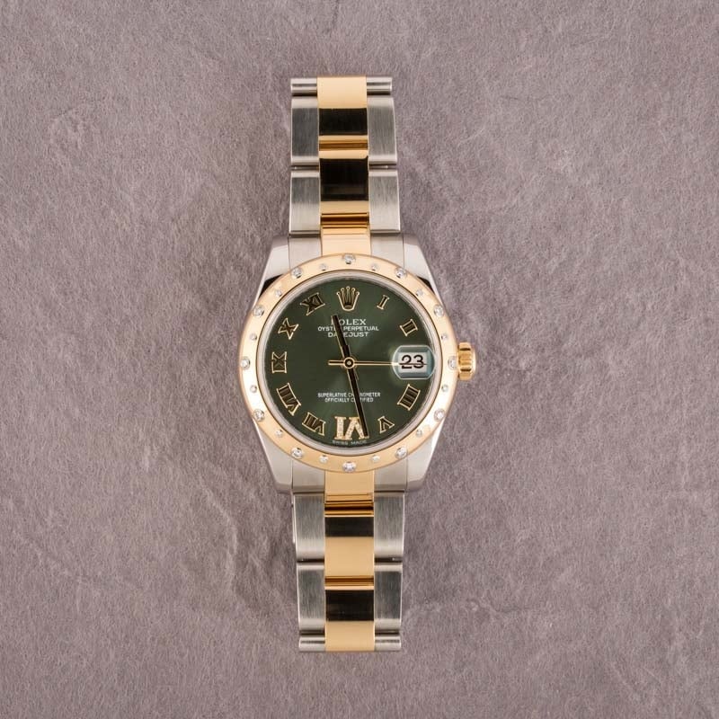 PreOwned Rolex Datejust 178343 Olive Green Dial