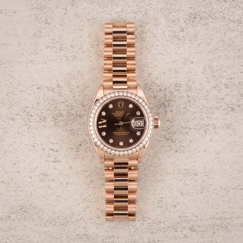 Rolex Ladies Diamond Datejust 279135 Rose Gold