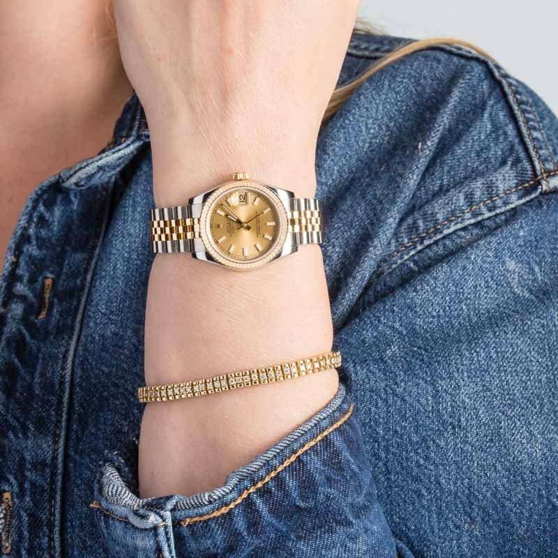 Lady Rolex Datejust Ref 178273 Champagne Dial