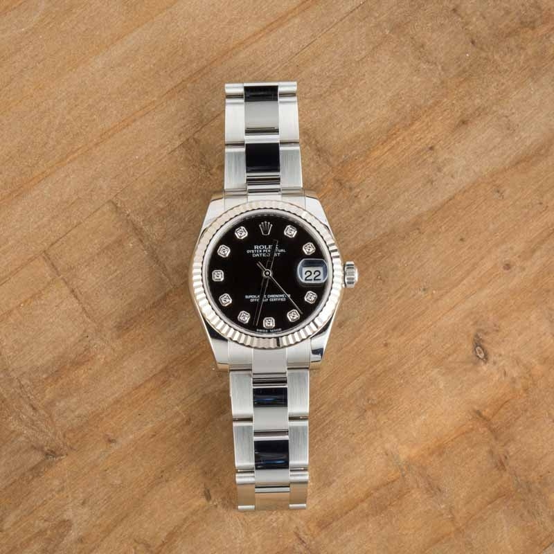 Pre-owned Rolex Datejust 31 Ref 178274 Black Diamond Dial