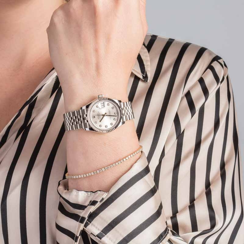 Ladies Rolex Datejust Ref 278274 Silver Diamond Dial