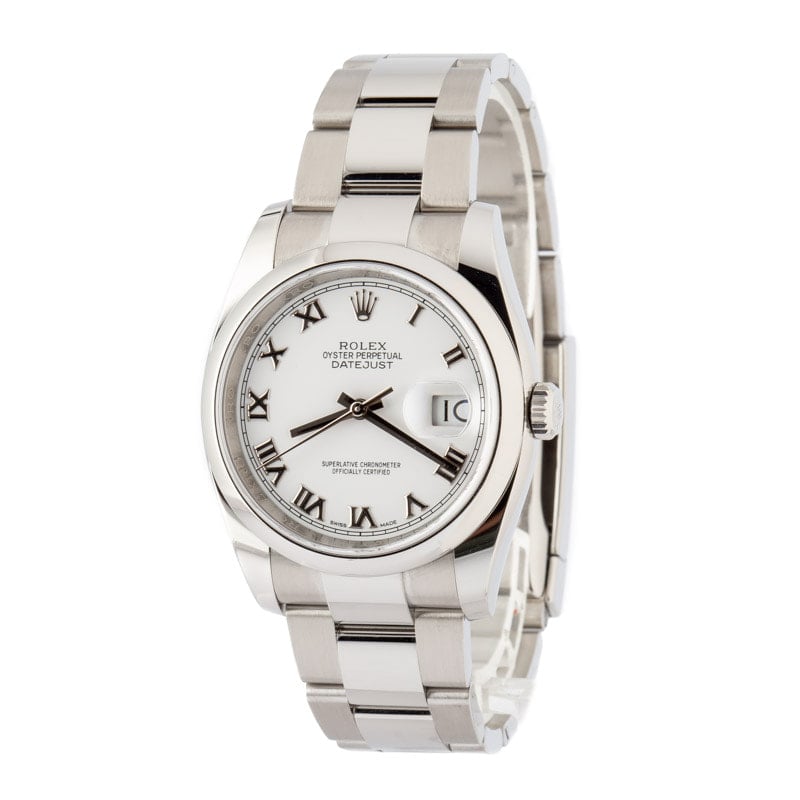 Pre-owned Rolex Datejust 116200 White Roman Dial