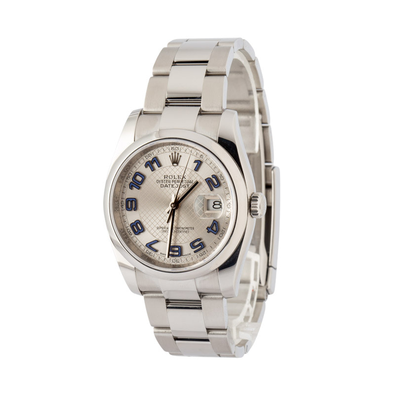 Rolex Datejust 116200 Silver Decorated Motif Dial