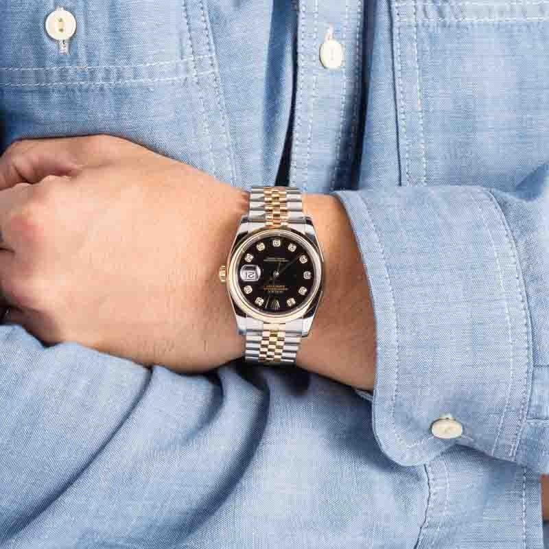 Pre-Owned Rolex Datejust 116203 Black Diamond Dial