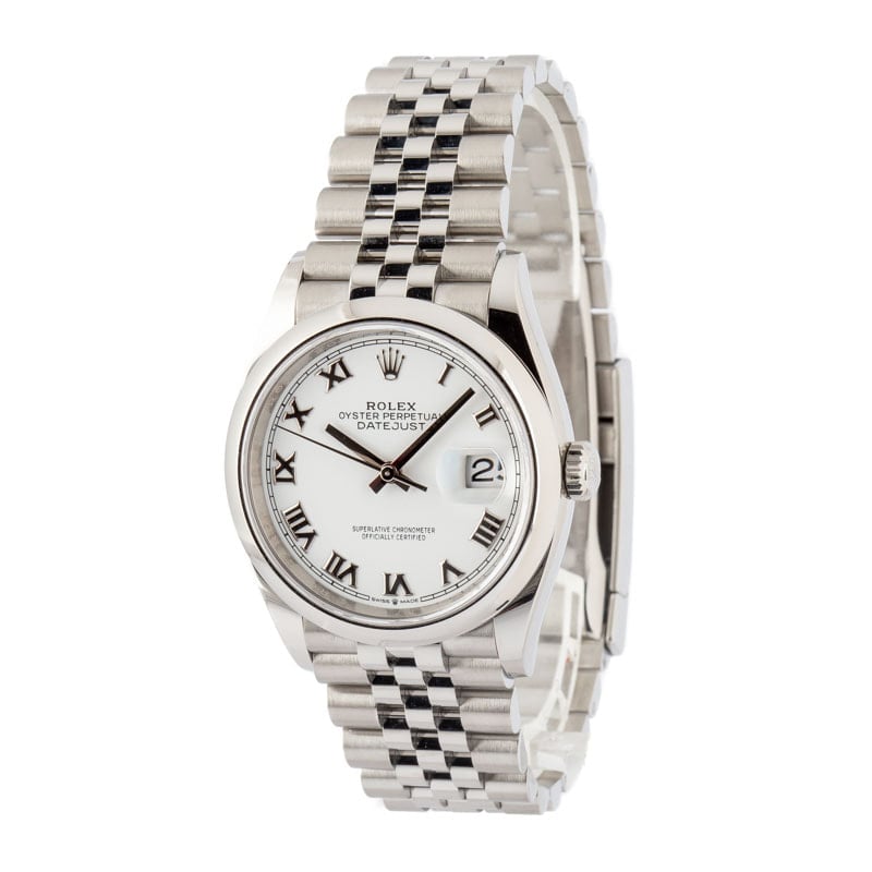 Rolex Datejust Ref 126200 White Roman Dial