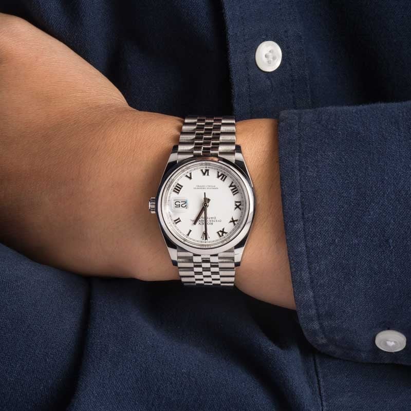 Rolex Datejust Ref 126200 White Roman Dial