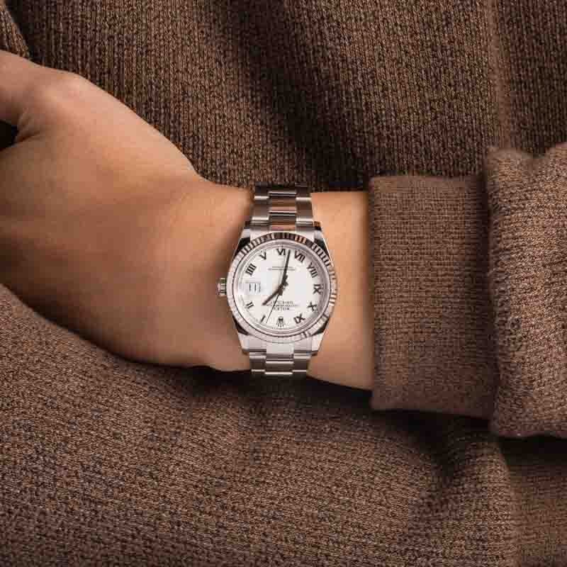 Pre-owned Rolex Datejust 126234 White Roman Dial