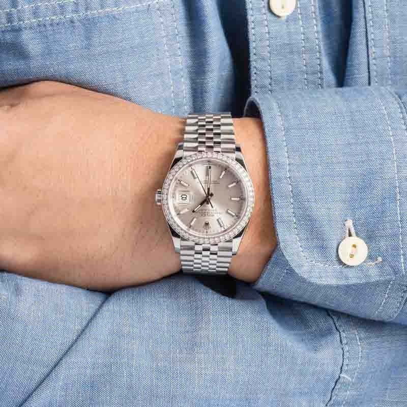 Rolex Datejust 126284 Diamond Bezel Silver Dial