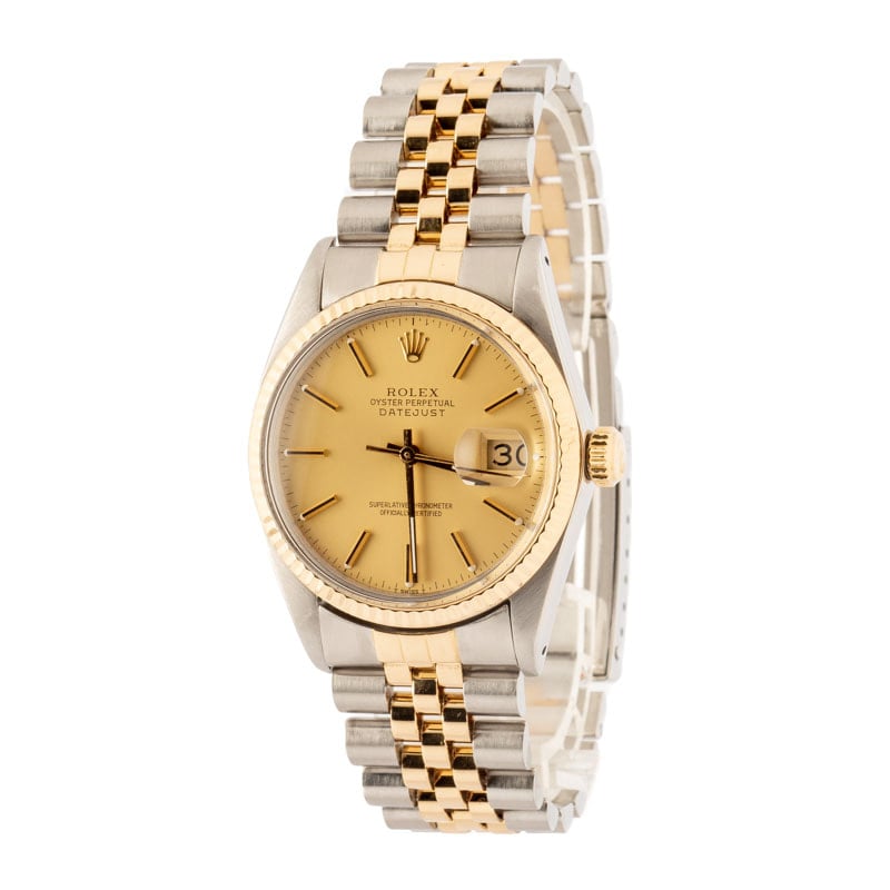 Used Rolex Datejust 36 Ref 16013 Champagne Index Dial