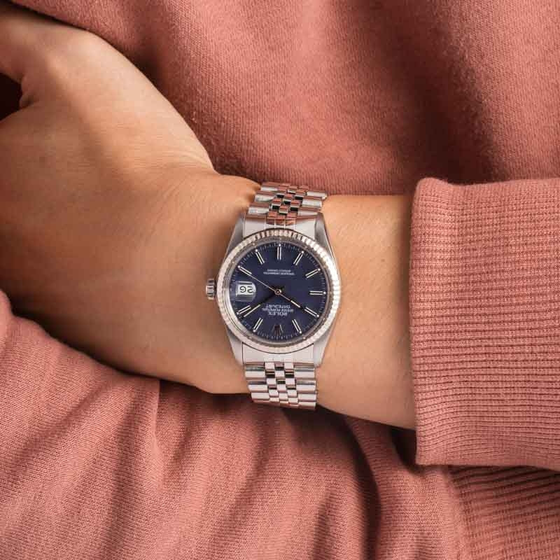 Pre-owned Rolex Datejust 16014 Blue Dial