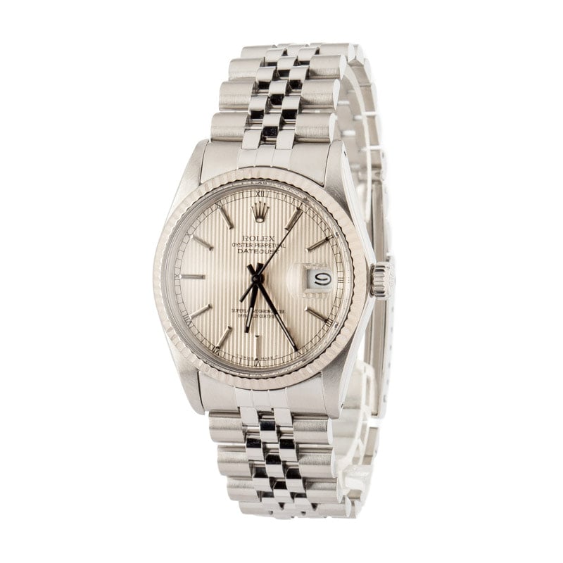 Used Rolex Datejust 16014 Silver Tapestry Dial