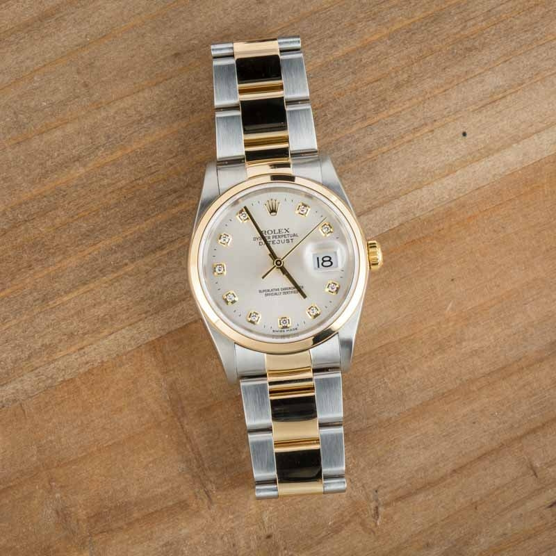 Rolex Datejust 36 16203 Silver Diamond Dial