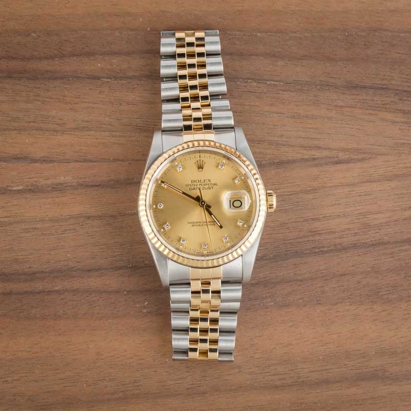 Rolex Datejust 36 16233 Champagne Diamond Dial